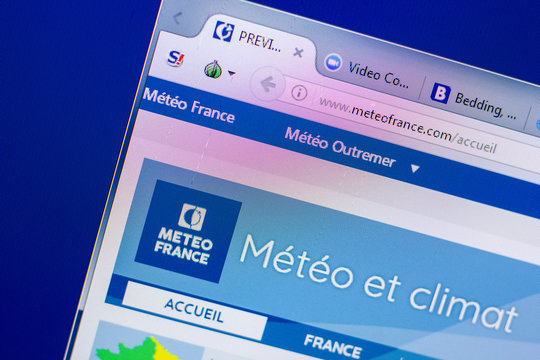Ryazan, Russia - May 20, 2018: Homepage of Meteo Of France website on the display of PC, url - MeteoOfFrance.com.