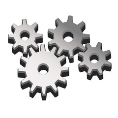 The gear sign is a simple icon on a white background. Vector illustration of a set of gears