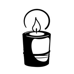 Glyph big candle icon. Holiday celebration relaxation black silhouette concept. Health care Aromatic vector pictogram on isolated white. Fire Meditation logo icon decoration