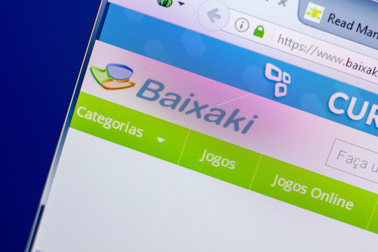 Ryazan, Russia - May 20, 2018: Homepage of Baixaki website on the display of PC, url - Baixaki.com.br.