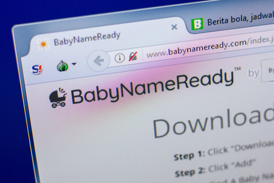 Ryazan, Russia - May 20, 2018: Homepage of BabyNameReady website on the display of PC, url - BabyNameReady.com.