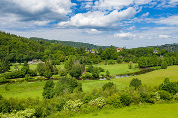 Fototapeta na wymiar aerial view of the belgium ardennes on a sunny day