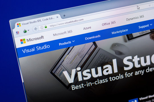 Ryazan, Russia - May 20, 2018: Homepage of VisualStudio website on the display of PC, url - VisualStudio.com.