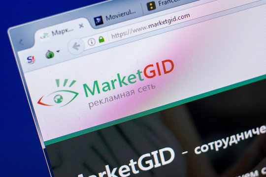 Ryazan, Russia - May 20, 2018: Homepage of MarketGid website on the display of PC, url - MarketGid.com.