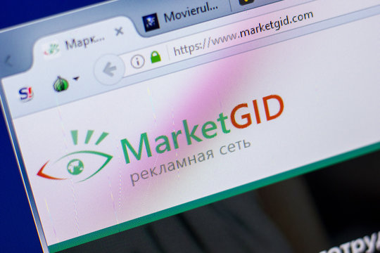 Ryazan, Russia - May 20, 2018: Homepage of MarketGid website on the display of PC, url - MarketGid.com.