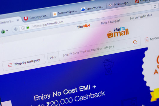 Ryazan, Russia - May 20, 2018: Homepage of PayTmMall website on the display of PC, url - PayTmMall.com.