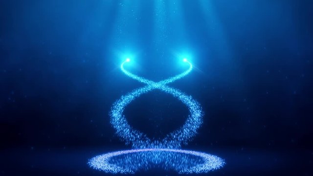 Blue Glowing Spiral Particles with Trail Intro Logo Background