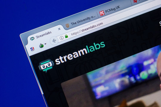 Ryazan, Russia - May 20, 2018: Homepage of StreamLabs website on the display of PC, url - StreamLabs.com.