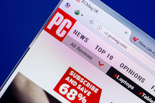 Ryazan, Russia - May 20, 2018: Homepage of PCMag website on the display of PC, url - PCMag.com.