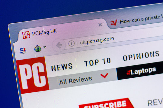 Ryazan, Russia - May 20, 2018: Homepage of PCMag website on the display of PC, url - PCMag.com.