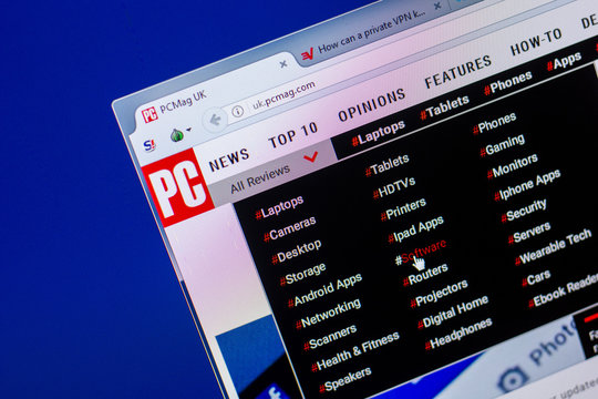 Ryazan, Russia - May 20, 2018: Homepage of PCMag website on the display of PC, url - PCMag.com.