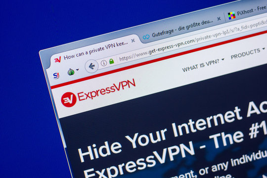 Ryazan, Russia - May 20, 2018: Homepage of Get-Express-VPN website on the display of PC, url - Get-Express-VPN.com.