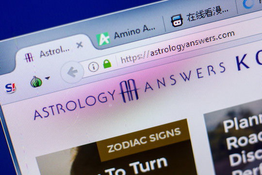 Ryazan, Russia - May 20, 2018: Homepage of AstrologyAnswers website on the display of PC, url - AstrologyAnswers.com.