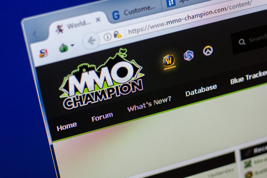 Ryazan, Russia - May 20, 2018: Homepage of MMO-champion website on the display of PC, url - MMO-champion.com.