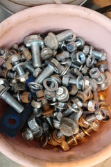 bolts, nuts and washers close-up