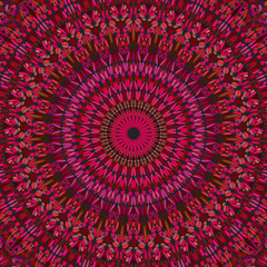 Oriental dynamic flower ornament background design - floral psychedelic colorful hypnotic abstract circular vector graphic with curved shapes