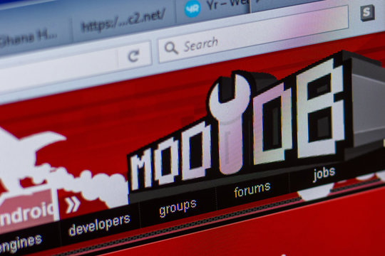 Ryazan, Russia - May 20, 2018: Homepage of Moddb website on the display of PC, url - Moddb.com.