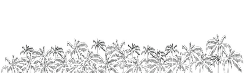 Fototapeta na wymiar Palm trees in the wind. Vector image in the style of freehand drawing with transparency. Ornament for printing on various objects.
