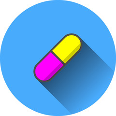 Medicine capsule filled line icon design