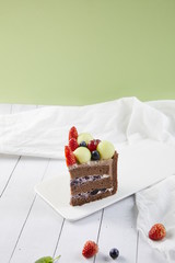 Fruitcake dessert combo that looks bright and delicious.