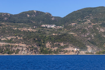 Obraz premium Landscape of Mount Athos, Chalkidiki, Greece