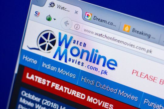 Ryazan, Russia - May 20, 2018: Homepage of WatchOnlineMovies website on the display of PC, url - WatchOnlineMovies.com.pk.
