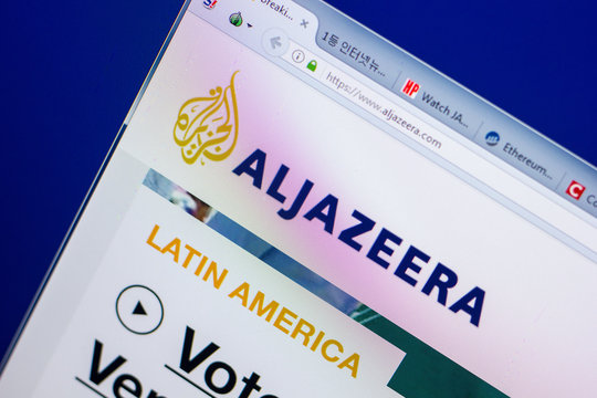 Ryazan, Russia - May 20, 2018: Homepage of Aljazeera website on the display of PC, url - Aljazeera.com.