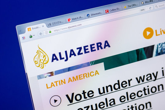 Ryazan, Russia - May 20, 2018: Homepage of Aljazeera website on the display of PC, url - Aljazeera.com.