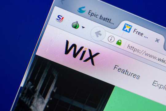 Ryazan, Russia - May 20, 2018: Homepage of Wix website on the display of PC, url - Wix.com.