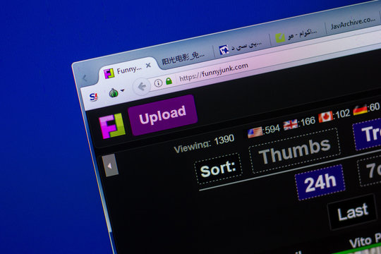Ryazan, Russia - May 20, 2018: Homepage of FunnyJunk website on the display of PC, url - FunnyJunk.com.