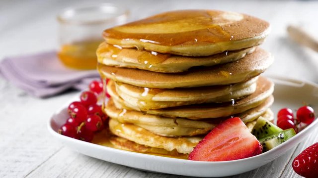 stocke of pancake with strawberry
