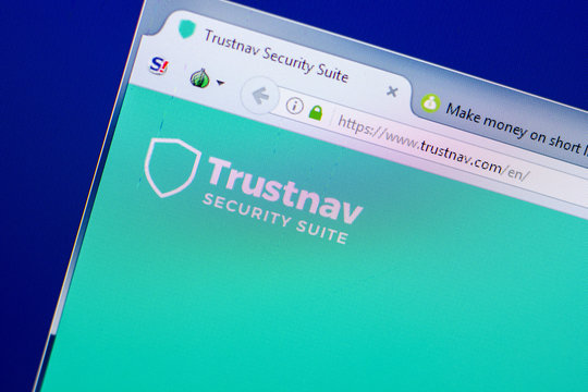 Ryazan, Russia - May 20, 2018: Homepage of Trustnav website on the display of PC, url - Trustnav.com.