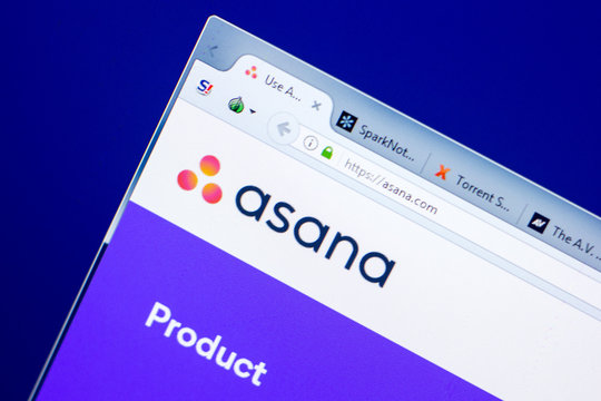 Ryazan, Russia - May 27, 2018: Homepage of Asana website on the display of PC, url - Asana.com.