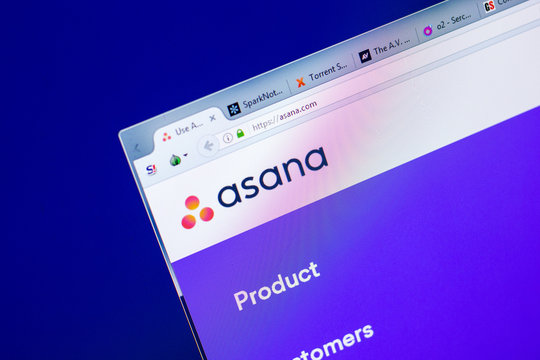 Ryazan, Russia - May 27, 2018: Homepage of Asana website on the display of PC, url - Asana.com.