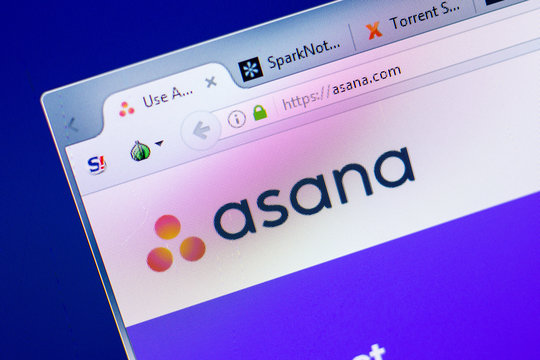 Ryazan, Russia - May 27, 2018: Homepage of Asana website on the display of PC, url - Asana.com.