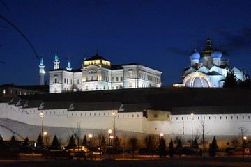 Kazan Kremlin in the evening city of Kazan