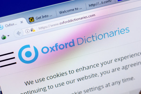 Ryazan, Russia - May 27, 2018: Homepage of OxfordDictionaries website on the display of PC, url - OxfordDictionaries.com.