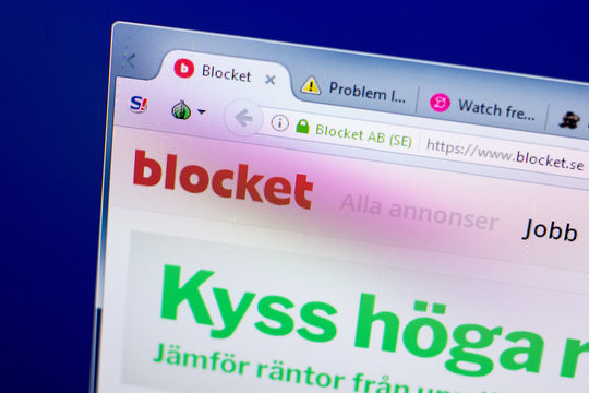 Ryazan, Russia - May 27, 2018: Homepage of Blocket website on the display of PC, url - Blocket.se.