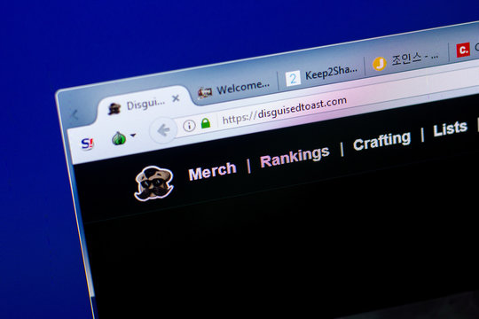 Ryazan, Russia - May 27, 2018: Homepage of Disguisedtoast website on the display of PC, url - Disguisedtoast.com.