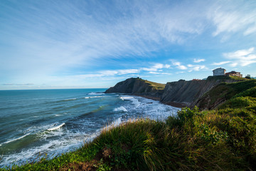 The coast of Zumaia on a clear day