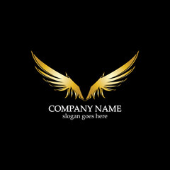 Obraz premium wings gold logo vector illustration template-vector