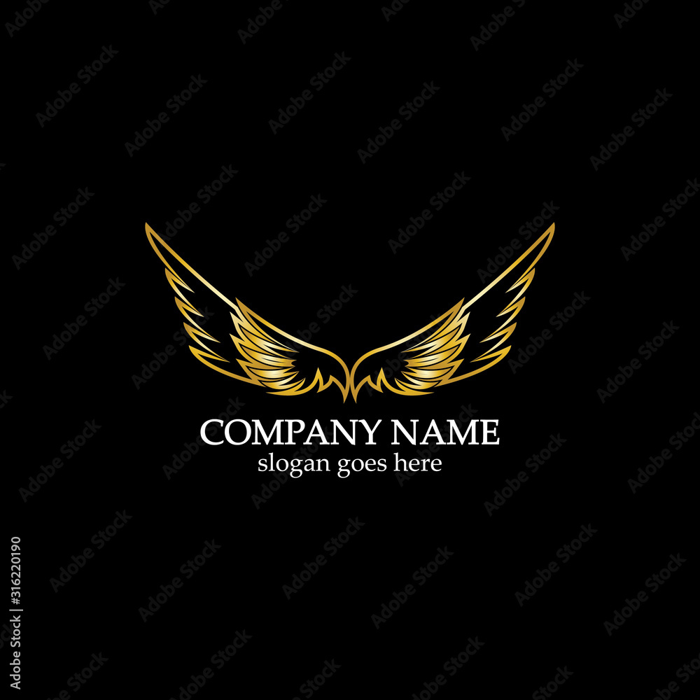 Wall mural wings gold logo vector illustration template-vector