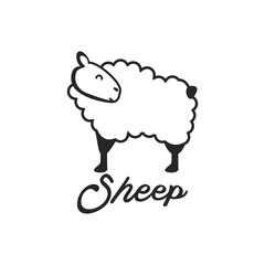 Cute sheep logo design vector icon illustration
