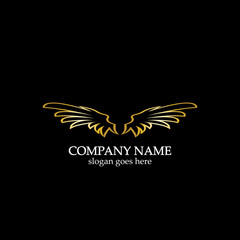 wings gold logo vector illustration template-vector