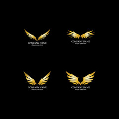 Fototapeta na wymiar wings gold logo vector illustration template-vector