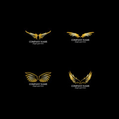 wings gold logo vector illustration template-vector