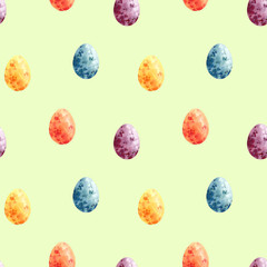 Watercolor easter seamless pattern. Colorful easter eggs. Pattern for packaging, wrapping, textile, background