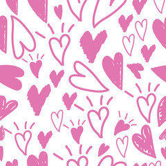 Fototapeta na wymiar cute hand drawn pink heart on white background.