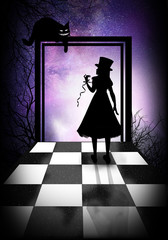 Alice and her road to Wonderland silhouette art