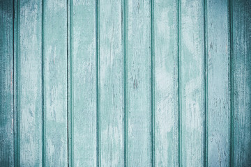 Fototapeta na wymiar Light colored timber fence with peeling paint. Shabby decrepit wooden boards. Wood lamellas. Blue rough painted planks surface. Abstract wallpaper. Vintage background. Texture element.